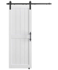 Sliding Barn Door 30x84 Inch with Five Foot Hardware Kit and Handle Floor Guides Pre Drilled Holes, H Frame, White, PVC Surface