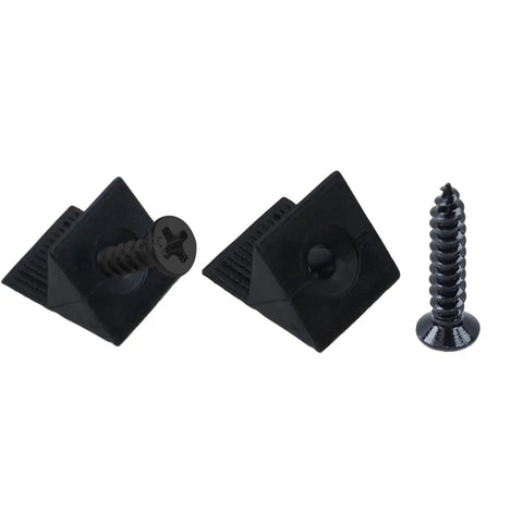 One Hundred Plastic Drawer Wedges With M4 Self Tapping Screws For No Sweat Furniture Repair And Tight Cabinet Slider Fixes Rock Solid Fixing Blocks quick install black wedges and screws.