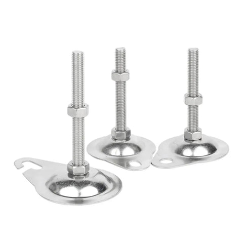 Rock Solid Adjustable Leveling Feet M8 To M16 Thread 304 Stainless Steel flat bottom mounts with elliptical hook design.