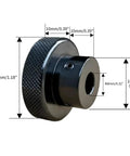 Beefy Black Aluminum Handwheel 30mm Outer Diameter 8mm Bore Knurled for Precise Slide Displacement Platform Handle CNC Machined