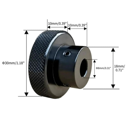 Beefy Black Aluminum Handwheel 30mm Outer Diameter 8mm Bore Knurled for Precise Slide Displacement Platform Handle CNC Machined