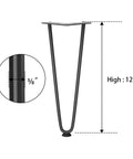12 Inch Heavy Duty Hairpin Furniture Legs Set Of Four Metal DIY Desk Nightstand And Coffee Table Legs With Rubber Floor Protectors
