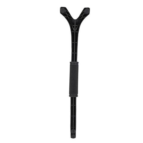Forked Design Woodworking Push Stick with Ergonomic Handle and No Slip Rubber Feet for Stable Miter Saw Hold Down and Pro Grade Table Saw Cuts In The Shop shown vertically.