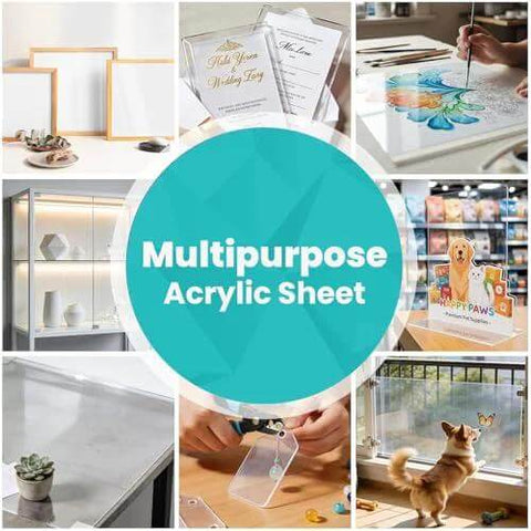 Two 12x24 inch clear acrylic sheets, 1/4 inch thick, shatter‑resistant for laser cutting, DIY crafts, windows, and signage