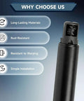 Mercedes-Benz Electric Liftgate Strut features benefits like rust-resistance and simple installation, shown on list background