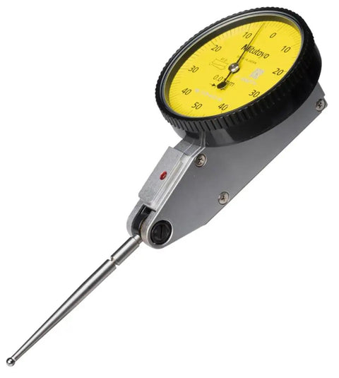 Pro Grade Dial Test Indicator, Horizontal Type, 0 to 0.8 mm Range, 0.01 mm Graduation, Shock Resistant with Jeweled Movement for Precision Alignment, Runout Checking, and Surface Variation Inspection