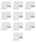 10 Pack L Shaped Cable Raceway Connectors for Wiring Duct Fittings 90 Degree Elbows in White shown in ten pieces