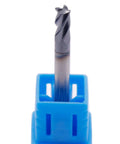 1/8 in solid carbide square-end end mill in blue plastic holder