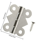 20 Pack No-Fuss Vintage Butterfly Hinges For Cabinets And Small Wood Boxes Iron Material with Screw and Measurements on Display