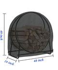 Heavy Duty Outdoor 48 Inch Firewood Log Hoop Rack Cover With Waterproof Zipper Black All Weather Protection For Round Ring Wood Storage Holder Shield Built To Last Rain Snow Debris