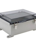 Rugged Outdoor Waterproof Electrical Junction Box With IP67 Weatherproof ABS Enclosure And Hinged Cover, 8.6x6.7x4.3 inches, shown closed