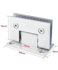 Two Pack 90 Degree Stainless Steel Frameless Glass Door Hinges For Bathroom And Kitchen, Heavy Duty 304 Stainless, Easy Install, side view