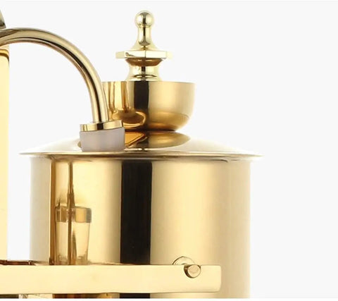 Premium Manual Coffee Brewer With Heat Proof Borosilicate Glass And Food Safe Stainless Steel Pour Over Set For Home Office Smooth Sipper Game Changer Gold Edition gold kettle top with decorative lid and spout.