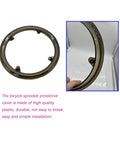 Three Piece Black Bike Chain Guards Set For Road And Mountain Bikes Durable Plastic Sprocket Protector Cover Chainwheel Guard Kit Fits Most Cranks With Four Screw Mounts, close-up view of one black guard with mounting holes.