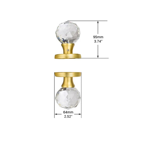 Crystal Glass Dummy Door Knobs 4 Pack Single Side Non Turning Round Half Dummy Set Satin Brass Easy Install and Classic Look