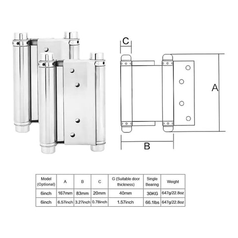 Built Tough Double Action Spring Hinges 6 Inch Polished Stainless Steel Self Closing With Adjustable Tension Ultra Heavy Duty Hardware For Swing Doors Pack Of 2
