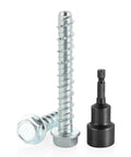 Three Eighths Inch By Four Inch Zinc Plated Large Diameter Concrete Screw For Anchoring To Masonry Concrete Brick Or Block Pack Of 25