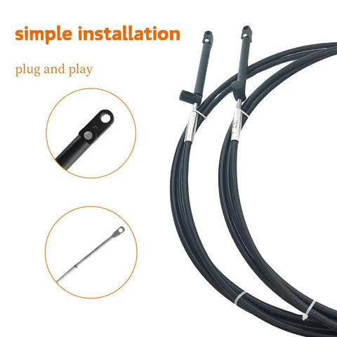 GEN II 14Ft Control Cable 2 Pack Replaces CC18914 For Mercury Mariner Outboard Engines And MerCruiser 4000 Series Remote Control Heads Fits 8M0059686 883710A02 No Fuss Plug And Play, black cables with connectors inset