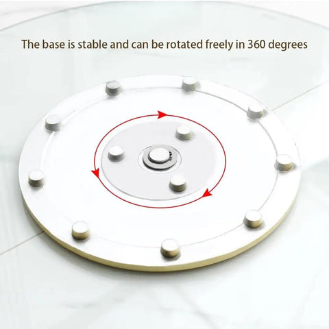 Super Spacious 40 Inch Lazy Susan Turntable For Kitchen Tables Crafted From Tough Tempered Glass base design with 360-degree rotation.