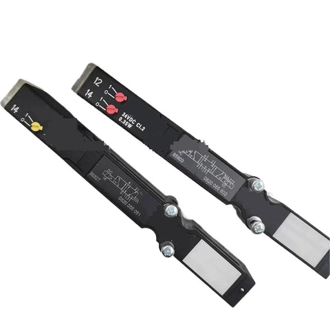 Super Cool 0820055051 Solenoid Valve Pneumatic Component showing two black pneumatic control units for precise automation tasks.