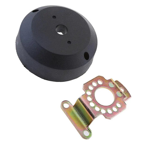 90 Degree Angled Marine Helm Bezel Kit For Steering Wheel Universal Rudder Fit Plug And Play Upgrade with black plastic cover and steel bracket.