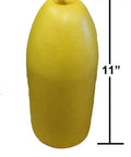 Yellow Bullet Shrimp Trap Float 5x11 Inch 2 Pack High Density Foam Buoy with vertical measurement showing 11 inches