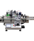 Top Shelf Fully Automatic Round Bottle Labeling Machine With Snappy Touch Screen And Rock Solid Auto Correction For Fast Hassle Free Industrial Packaging, showcasing a precise labeling mechanism and touchscreen controls.