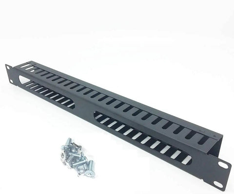 2 Pack 1U 19 Inch Cable Manager Horizontal Rack Mount With 24 Slot Metal Finger Duct Wire Organizer Cover And Mounting Screws