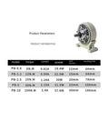 Diagram showing specifications of Base-Mounted Single Shaft Magnetic Powder Brake PB-5 With 50 Nm Torque alongside product image.