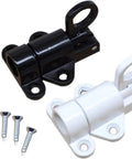 Heavy Duty Aluminum Sliding Door Spring Loaded Barrel Bolt Lock in black and white with screws for secure entryways.