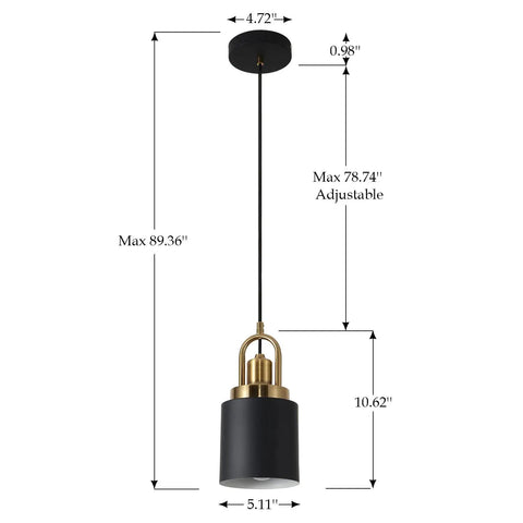 Modern Cylindrical Pendant Chandelier Black Finish With Vintage Farmhouse Vibe Dope Yet Sleek Hanging Light Diameter Five Point Eleven Inches