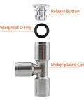 Push To Connect 1/4 Inch Tube 3 Way Tee Pneumatic Fittings Nickel Plated Copper Quick Connector parts labeled