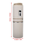 Kickstart Mornings On The Go With This Portable Electric Coffee Maker And Compact Travel Cup For Fresh Java Anywhere, beige coffee grinder and brewer.