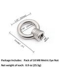 Diagram of M8 Ring Shape Lifting Eye Nut 304 Stainless Steel Threaded Nut Fastener 10 Pack Coarse Pitch 1.25mm dimensions