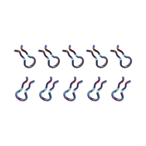 Rainbow Stainless Steel Bike Brake Caliper Spring Clips 10 Pack For Shimano XT SLX And More Universal Fit Built Tough Rust Resistant Easy Install Clips For Caliper Pins, shown front view