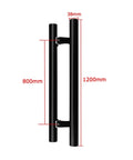 Black Stainless Steel Gate Hardware Sliding Door Handle Set Push Pull For Wood And Glass Doors, dimensions 1200mm x 38mm