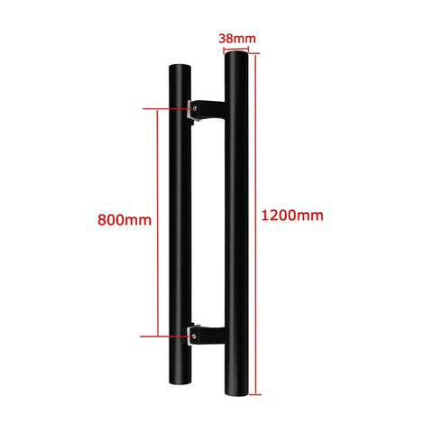 Black Stainless Steel Gate Hardware Sliding Door Handle Set Push Pull For Wood And Glass Doors, dimensions 1200mm x 38mm
