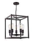 Five Light Black Lantern Pendant Chandelier For Foyer And Dining Room, Vintage Industrial Farmhouse Style Lighting With Bird Cage Metal Frame, E26 Base, Dimmable, LED Compatible, Ideal For Entryway Hallway Island Kitchen