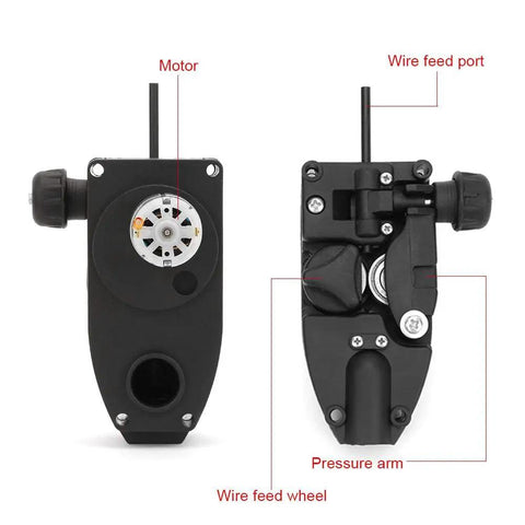 Front and back view of DC 24V Wire Feed Motor For Welder Soldering Wire Feeder Machine Super Handy Low Noise 10W