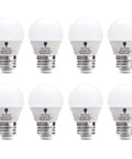Eight Pack 3W LED Light Bulbs E26 Base 120V Warm White 3000K, 25W Equivalent, Energy Saving Night Light Bulbs arranged in a group