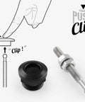 Pack Of 2 Quick Release Latch Lock Clips Push Button Bonnet Kit 1.25 Inch Diameter 32mm Universal Aluminum Alloy Quick Latch Lock For Your Ride Bumper License Plate Hood Or DIY Projects, shown with push action illustration.