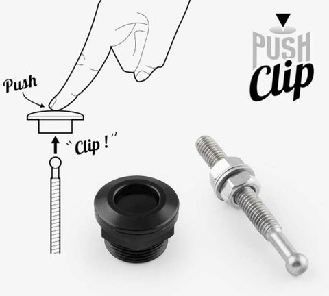 Pack Of 2 Quick Release Latch Lock Clips Push Button Bonnet Kit 1.25 Inch Diameter 32mm Universal Aluminum Alloy Quick Latch Lock For Your Ride Bumper License Plate Hood Or DIY Projects, shown with push action illustration.