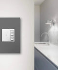 Adorne 1 Gang Wall Plate Magnesium Six Pack Screwless Snap In Design No Fuss Quick Install mounted on light wall