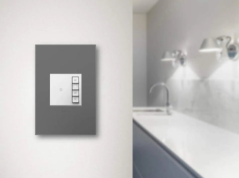 Adorne 1 Gang Wall Plate Magnesium Six Pack Screwless Snap In Design No Fuss Quick Install mounted on light wall