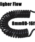 Air Blow Gun Kit With 16ft PU Coil Hose 8mm OD High Flow Duster For Trucks And Shop Cleaning, coiled black air hose image