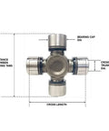 Beefed Up SPL250 3X Universal Joint Heavy Duty U Joint Replacement For Drivetrain Systems In Trucks And SUVs Premium SPL Series OEM Grade Build For Tough Long Lasting Performance, cross measurements view
