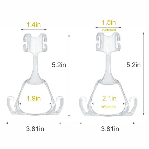 Mirage Fx Replacement Frame For Nasal Mask And Headgear, Durable Plastic Frame Accessory For Mirage FX Nasal Guard, Standard And Wide Fit, Reusable CPAP And BiPAP Part For Secure Comfort; clear frame size chart with 1.4in, 1.5in, 5.2in, 3.81in