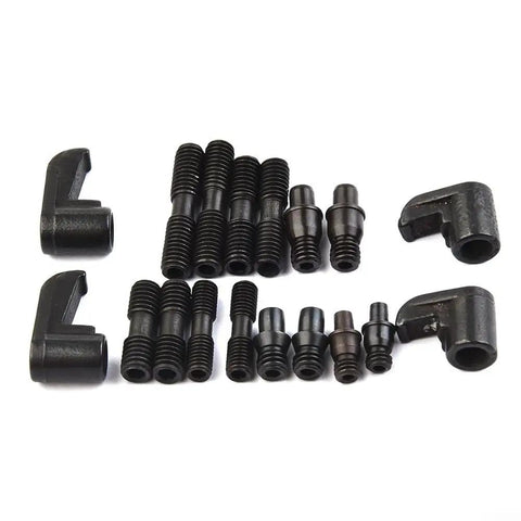 Pro Grade CNC Turning Tool Holder Platen and Clamp Kit with HL1814 HL2414 MCS625 MCT617 CTM513 CTM613 CTM617 Screws and Pins, black steel clamps and screws