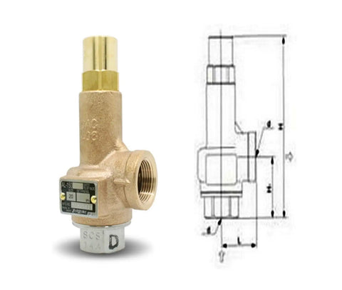 Heavy Duty Beefy Cast Bronze Pressure Relief Valve 1.5 Inch DN40 with specifications for industrial use.