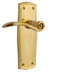 Slick Prairie Plate Passage Swan Lever Door Hardware Set In Polished Brass With Solid Forged Brass Construction Pre Mounted Levers.